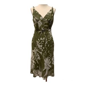 Bedo Floral Dress, Green and Beige, Size Medium